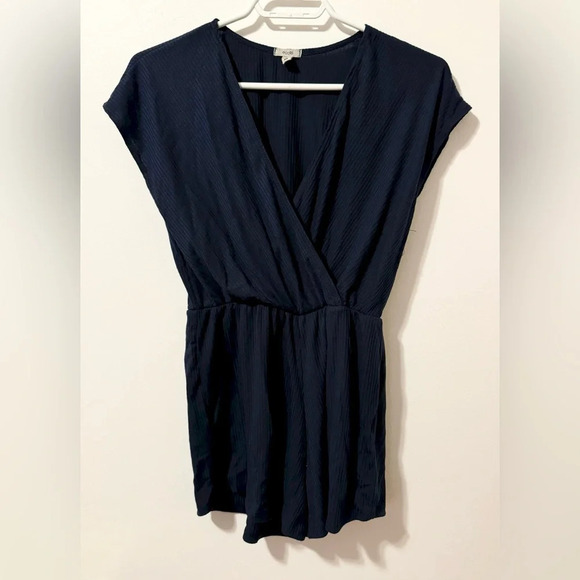 Urban Outfitters Ecote Ribbed V Neck Surplice Romper Navy Size XS - Picture 3 of 5